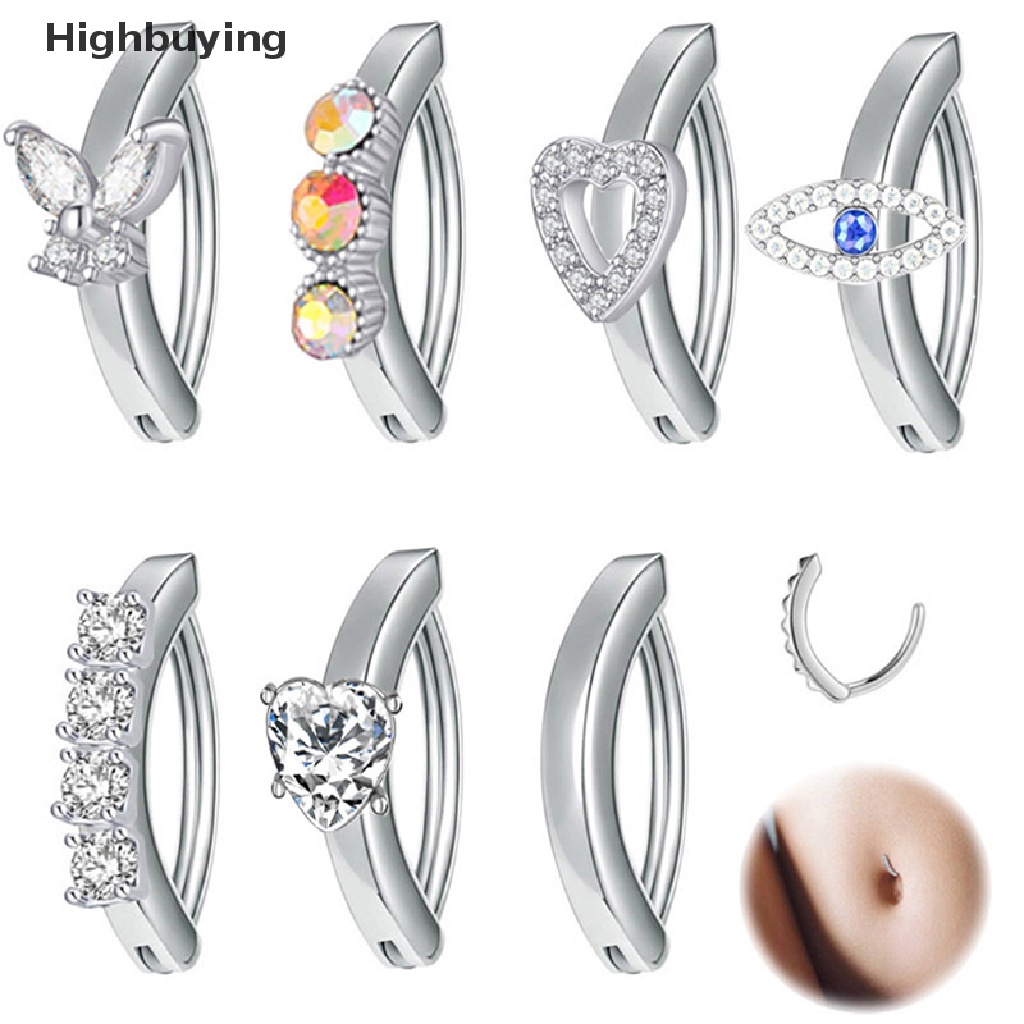 Hbid 1Pcs Kristal Pusar Untuk Wanita Gadis Reverse Curved Belly Button Ring Glory