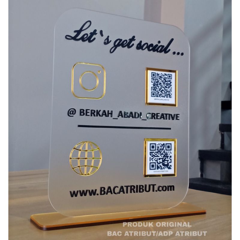 QR Code sign Akrilik Plakat Meja Aesthetic