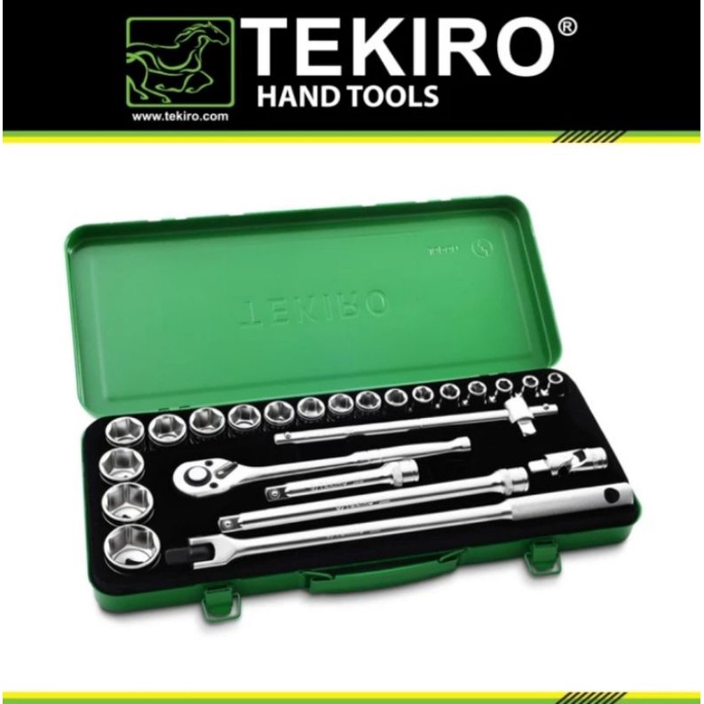 Kunci Sok Set Tekiro 8-32mm 6PT Box Besi Kunci Socket Set 24pcs Tekiro