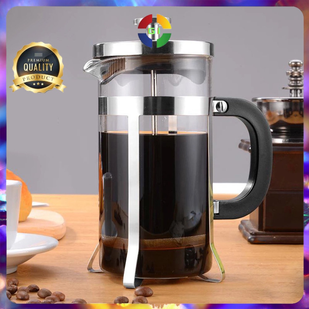 Teko Penyeduh Kopi Teknik French Press Pot 600ml Stainless