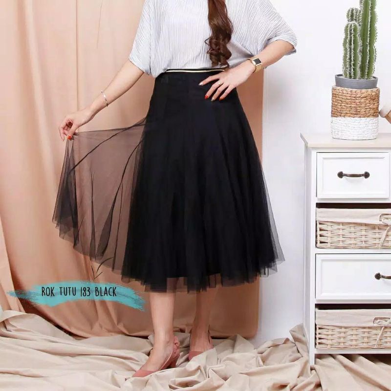 Ariana Rok Tutu Midi Skrit Dewasa Rok Tutu Pendek Tile 2 Lapis