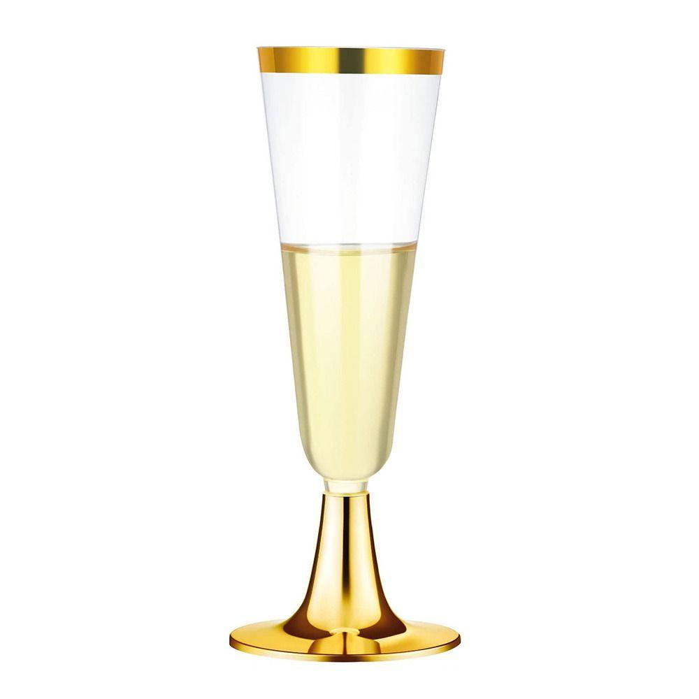 Solighter 10 Pcs Plastik Champagne Flutes DIY Rumah &amp; Dapur Sekali Pakai Transparan Daur Ulang Perlengkapan Pesta Cocktail Cups