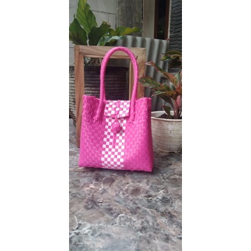 tas anyam jali handle mutiara (include tali panjang)