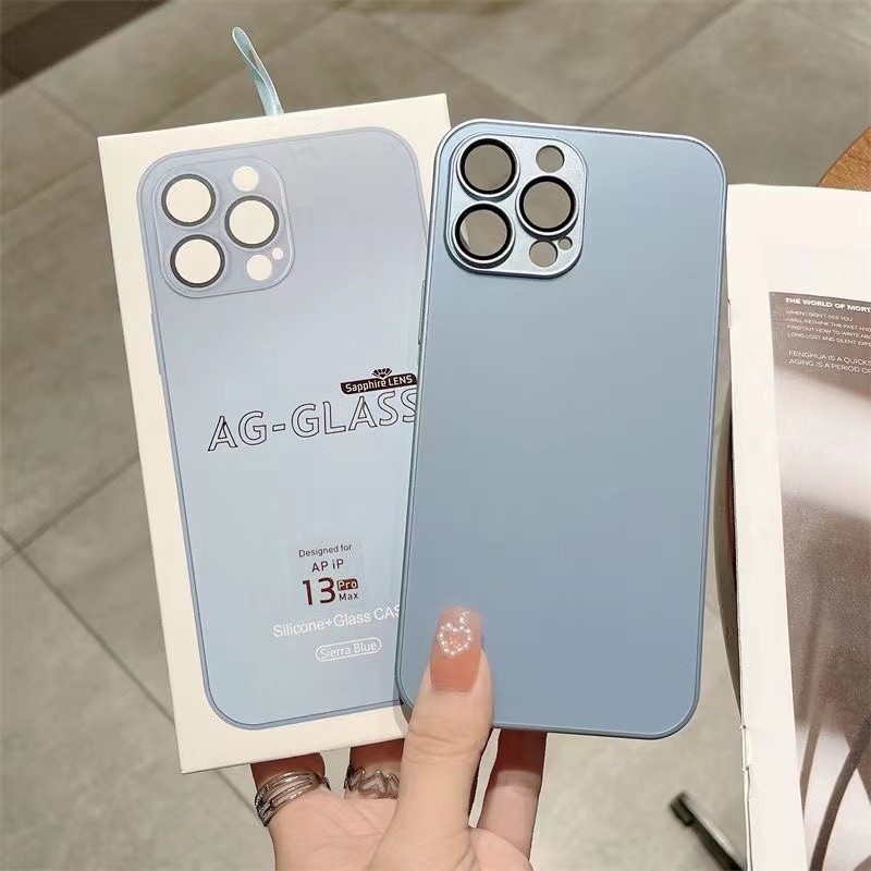 [IPhone Case] AG Matte Kaca Pelindung Hard Case Untuk IPhone 14pro Max 13pro Max13Pro 14Plus Dengan Lensa Film All-Inclusive Casing