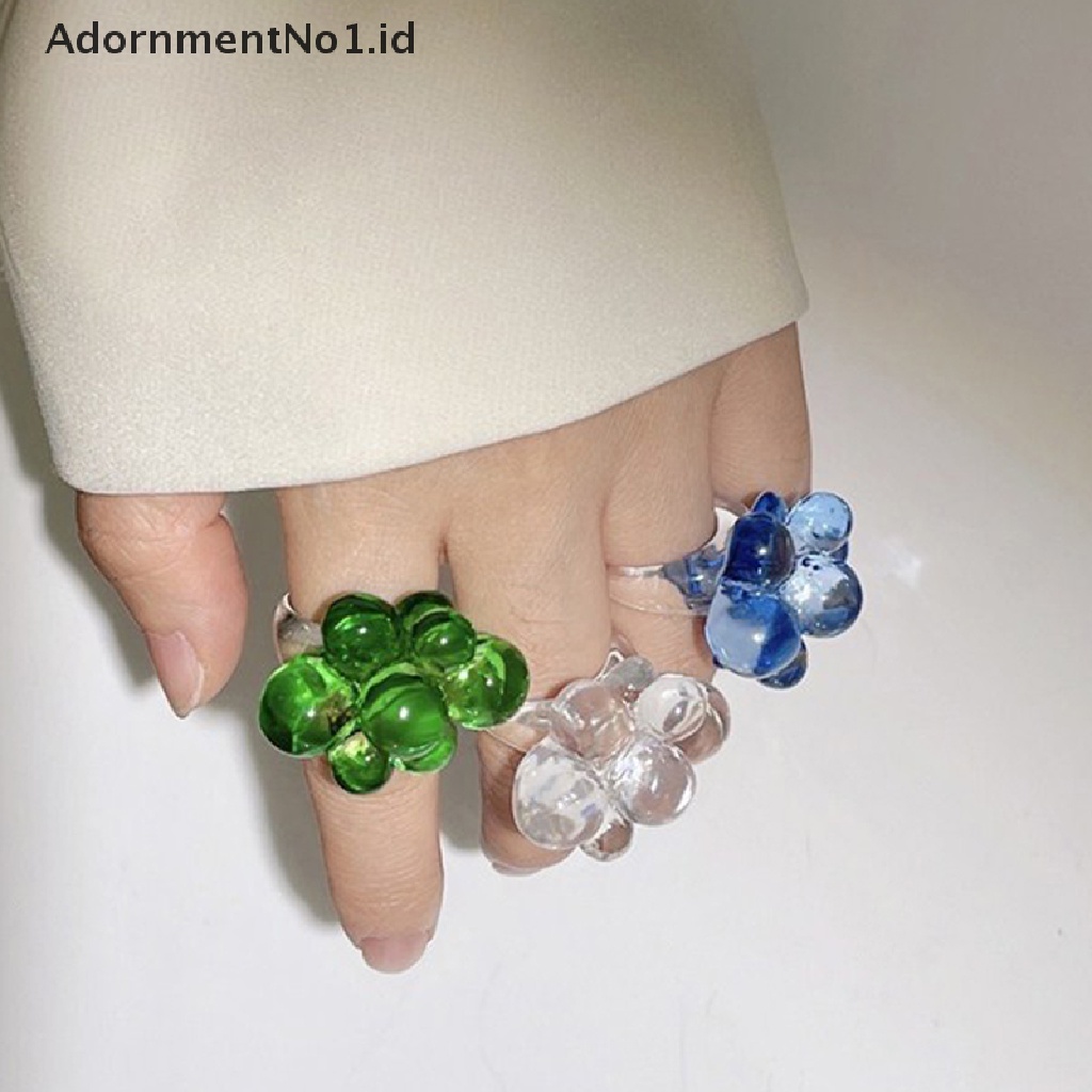 [AdornmentNo1] Baru Warna-Warni Transparan Bunga Akrilik Resin Manik-Manik Geometris Tidak Teratur Cincin Untuk Wanita Gadis Pesta Perhiasan Hadiah [ID]