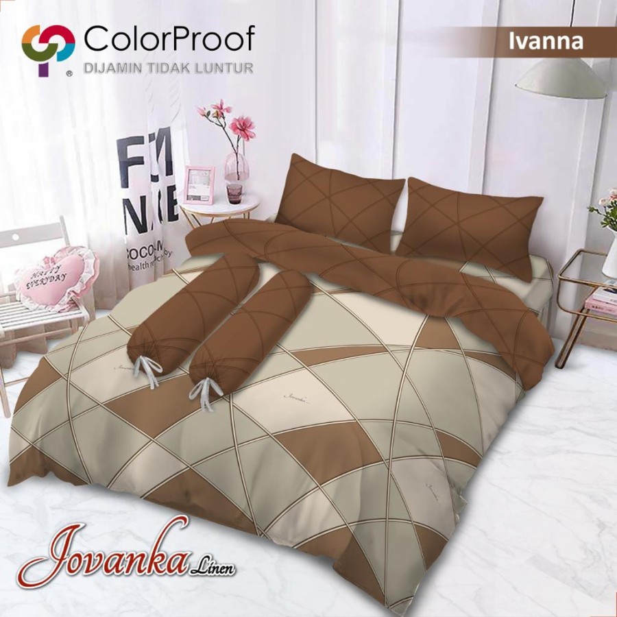 Bedcover set 180x200 T20 Jovanka Linen Sprei King kasur no1 motif Ivanna Seprei Sarung bantal guling