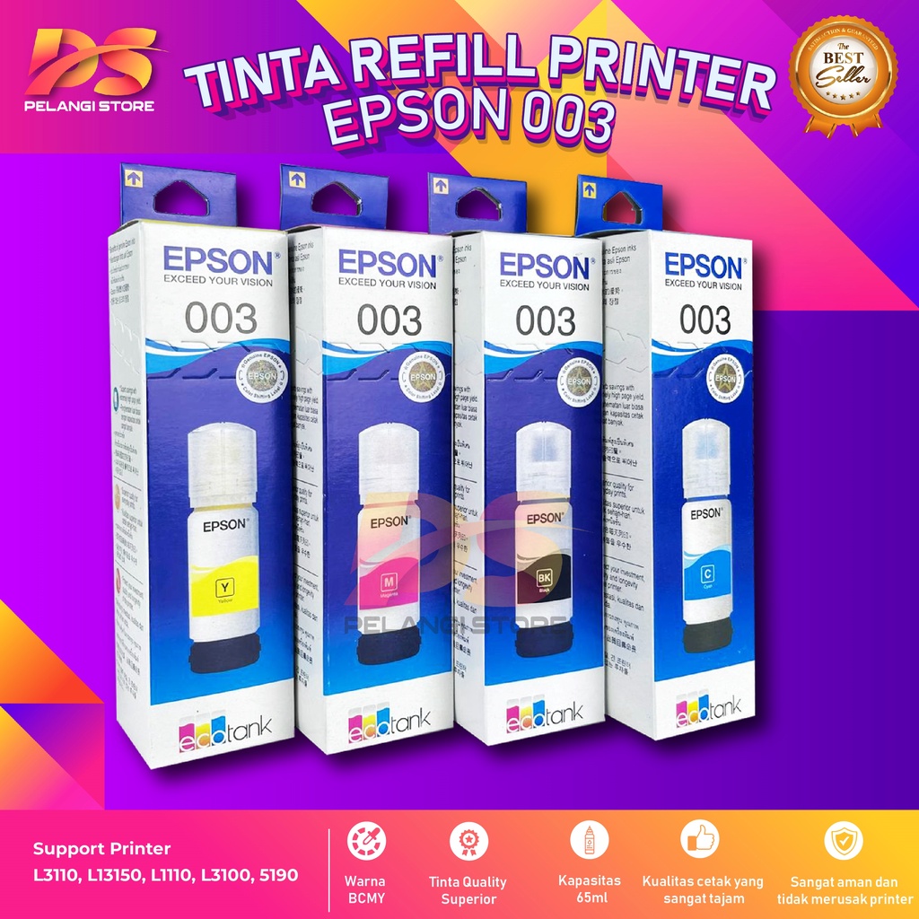 1 SET 4 PCS Tinta Epson 003 Premium Tinta Printer L1110 L3101 L3110 L3150 L5190 L3100