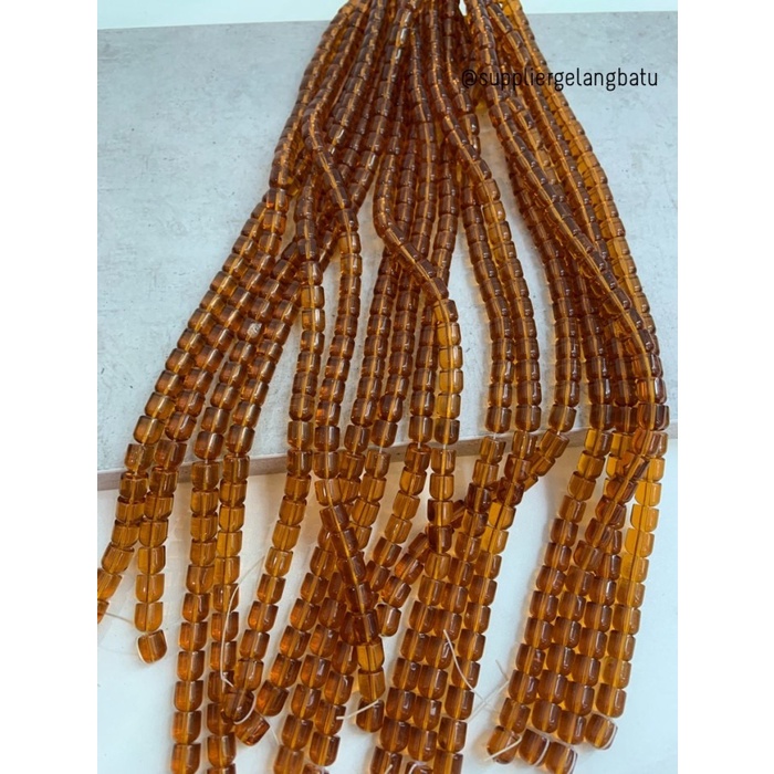 manik batu tabung 8mm yellow quartz kuning akik bahan gelang kalung