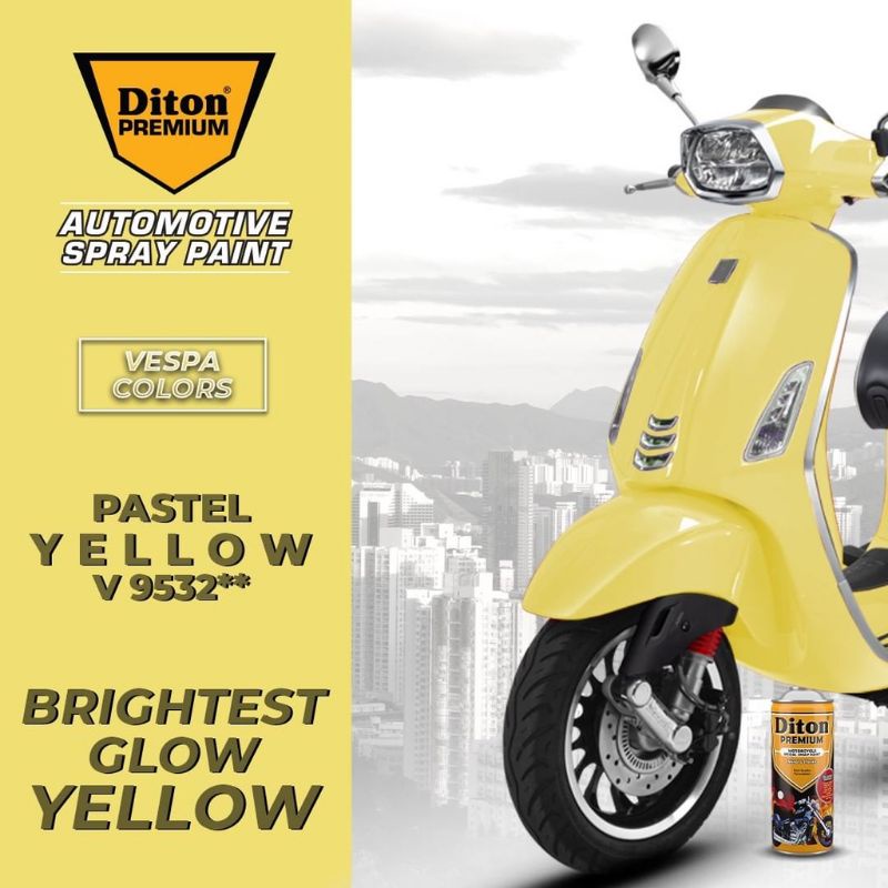 Pilok Pilox Cat Diton Premiun 9532 V.Pastel Yellow Pastel Kuning 400cc Tahan Bensin..Pylok Cat Semprot Diton
