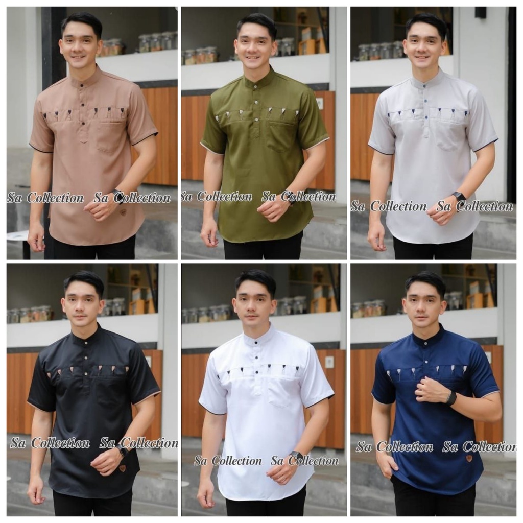 Baju Koko Kurta Lengan Pendek Baju Koko Fashion Muslim Pria Dewasa Terbaru Bahan Toyobo