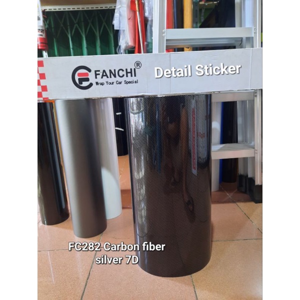 50cm Sticker Fanchi FC282 Carbon 7D ID-8152 Fiber Silver Gloss Premium Wrap 50cm