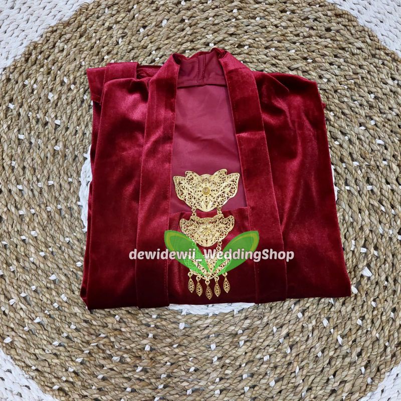 [1 Set] Beskap Solo + Kebaya / Warna Maroon || Atasan Baju Prewedding