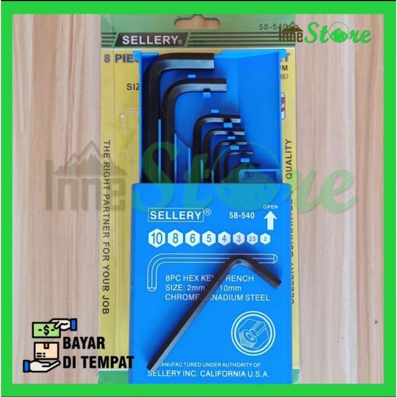 Sellery Kunci L Set 8pcs Chrome Vanadium