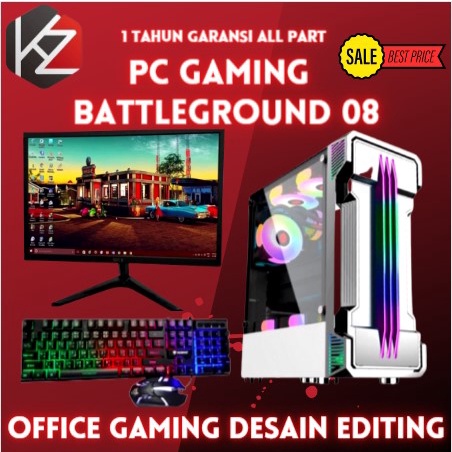 PC Gaming Fullset AMD Ryzen 5 5600G SSD M2 128GB lengkap LED 24 inc Keyboard Mouse GAMING