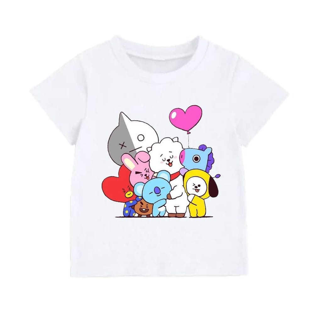 Hzl_outfit Baju Kaos Anak Anak BT21 LOVE Kaos Baju Anak COD