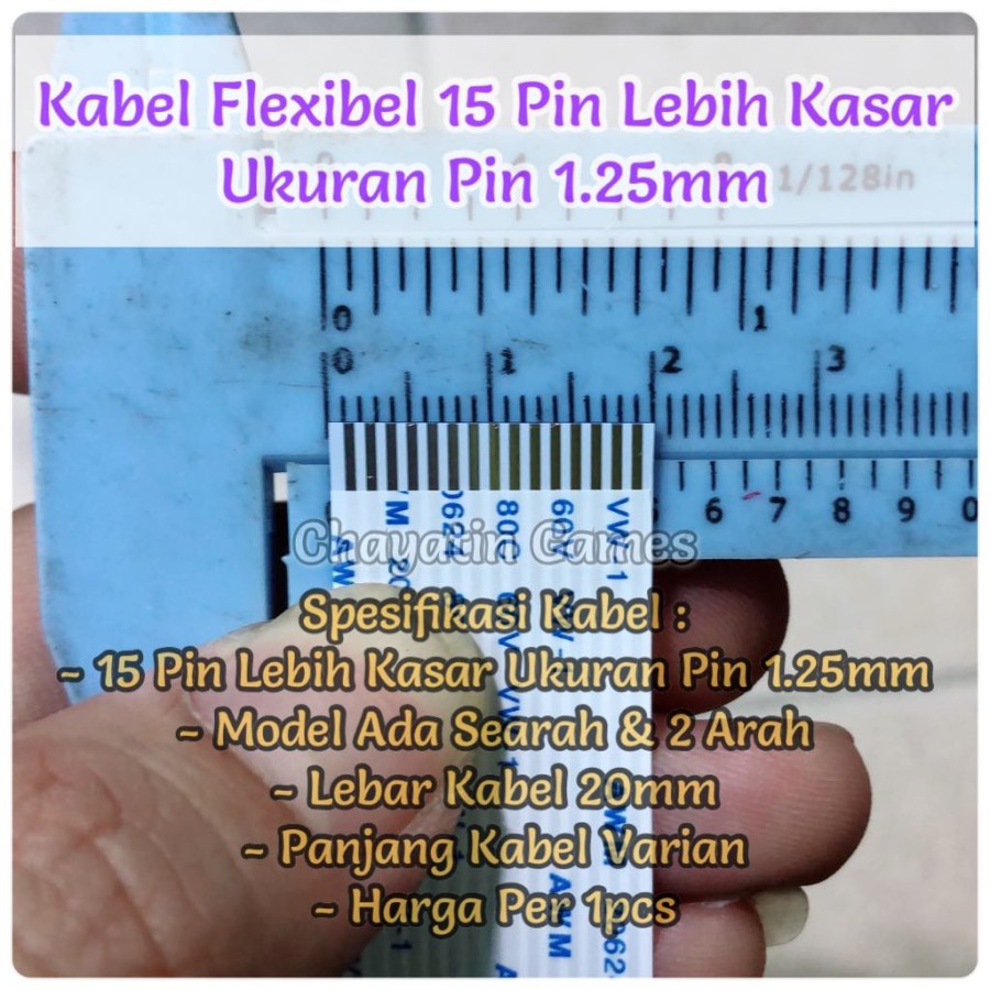 Kabel Flexibel 15 Pin Lebih Kasar Model &amp; Panjang Varian Jarak 1.25mm