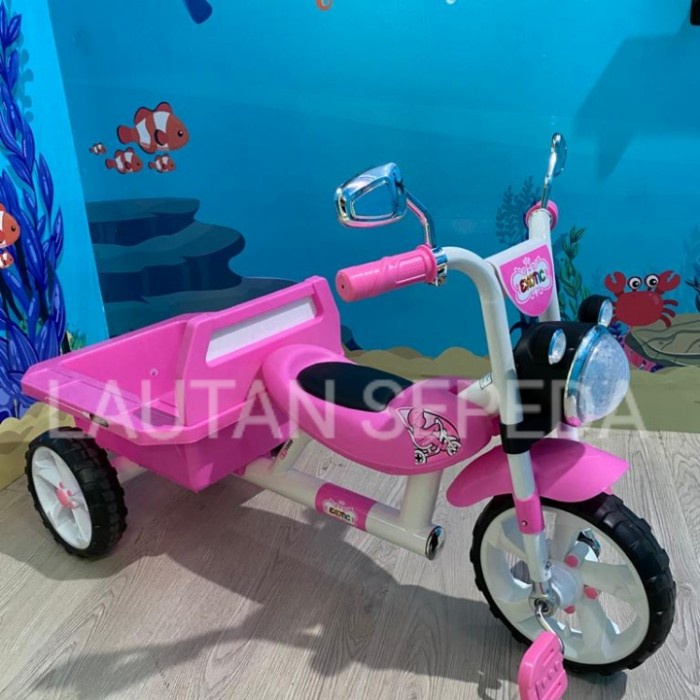 Unik Sepeda anak roda tiga 3 tricycle baby stroller exotic ET 5999 ET5999 - Merah Muda Diskon