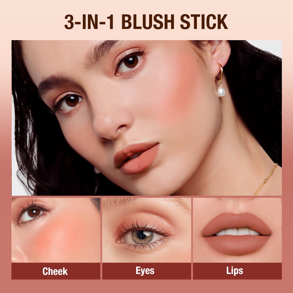 O.TWO.O 3 in 1 Blush Stick Hydrating Gloss Lip &amp; Cheek Makeup Blusher Balm