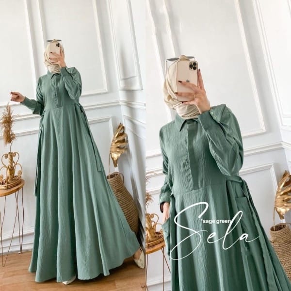 Gamis Sela Dress Maxy Crincle Airflow