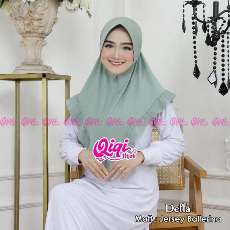 (Qiqi Hijab) DELLA •jilbab instan jersey ballerina•kerudung pet rempel plisket