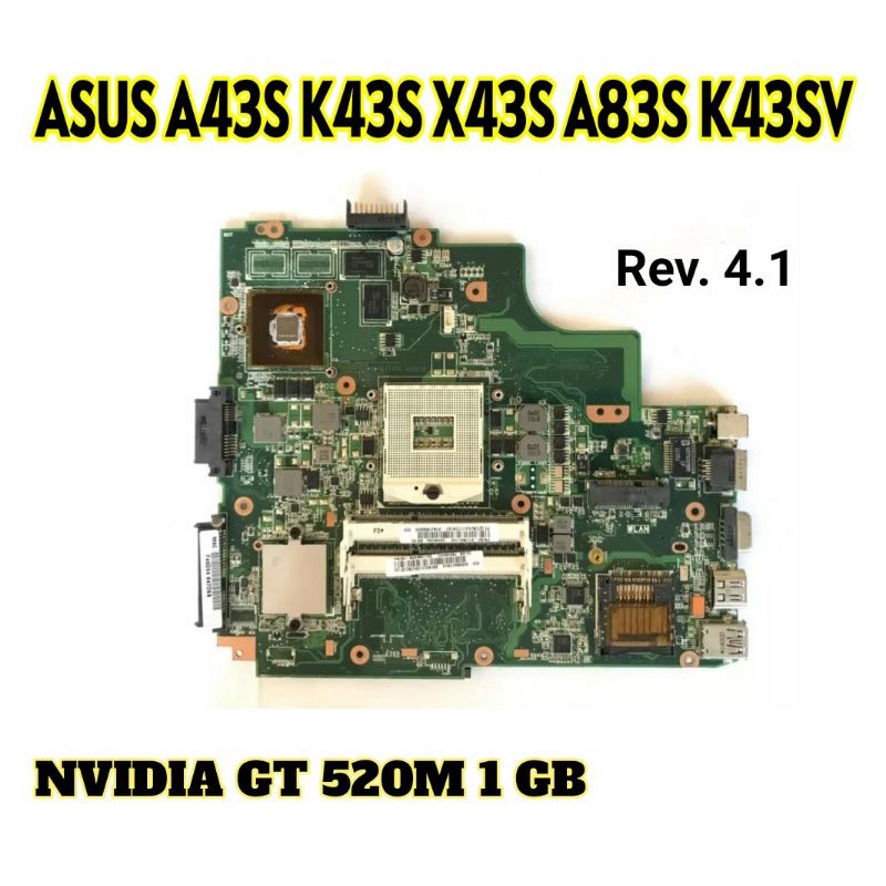 Motherboard Mainboard Mobo Asus A43S K43S X43S K43SV HM65  NVIDIA GT520M
