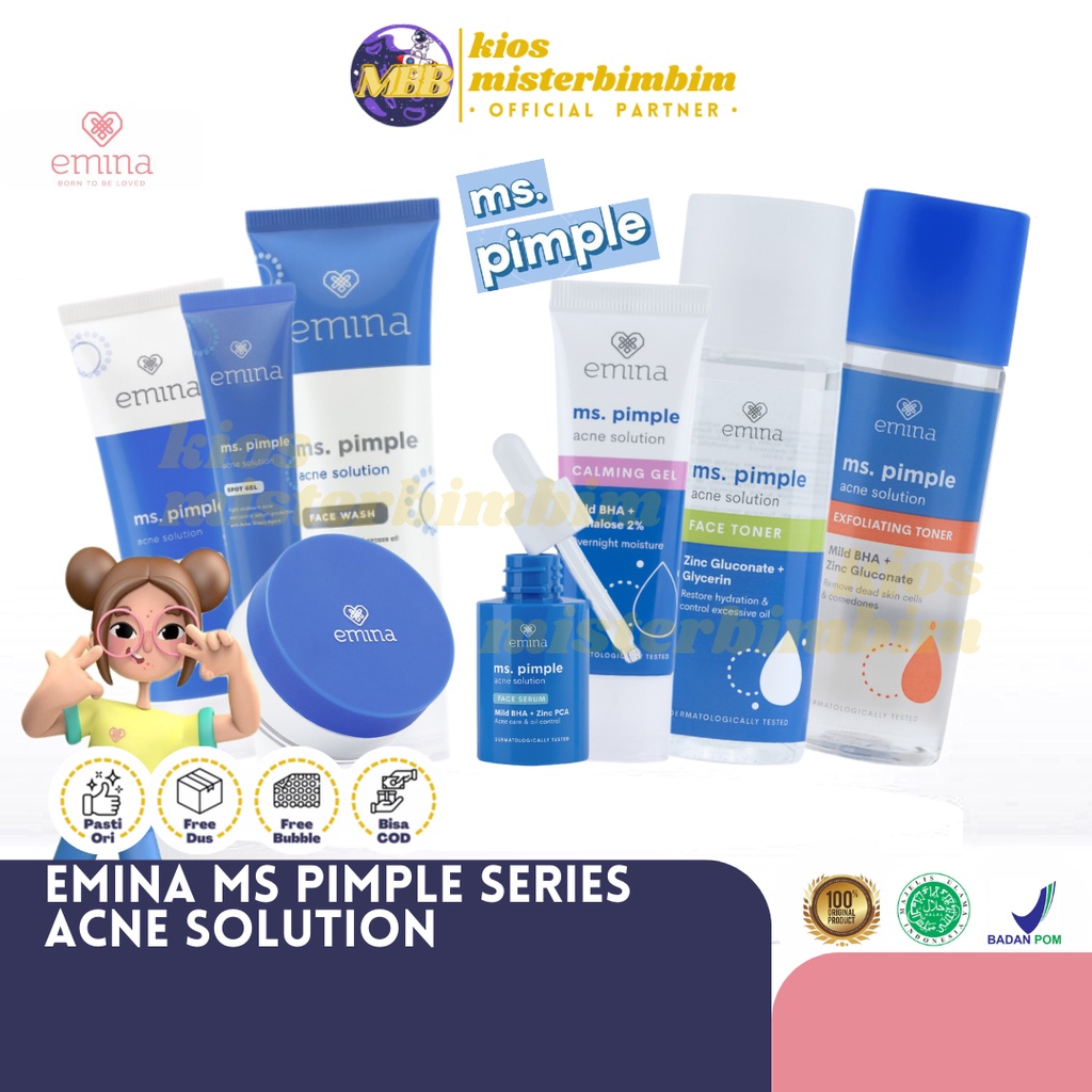 Jual Emina Ms Pimple Acne Solution Series Face Wash Serum Toner