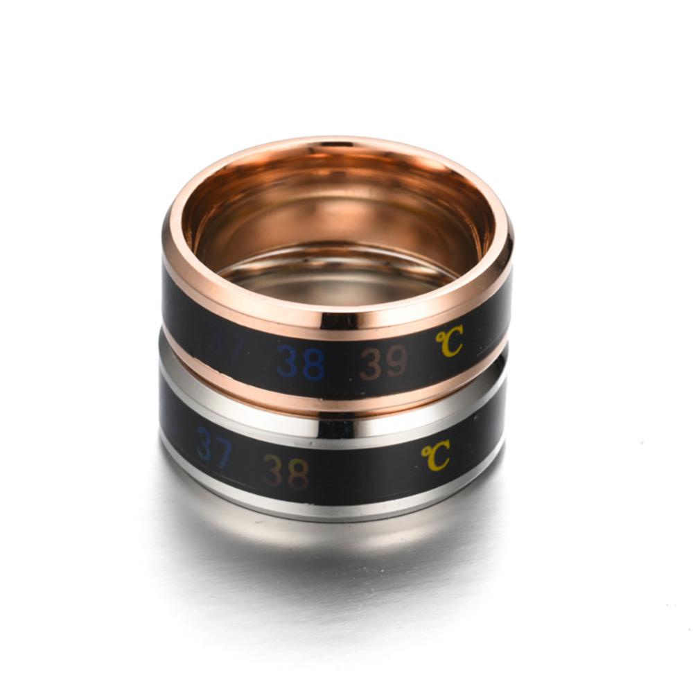Timekey 8mm Stainless Steel Ring Smart Sensor Suhu Tubuh Cincin Tes Suhu Jari Rings Fashion Real-time Display Untuk Wanita Pria Pasangan Band Pernikahan B5P6