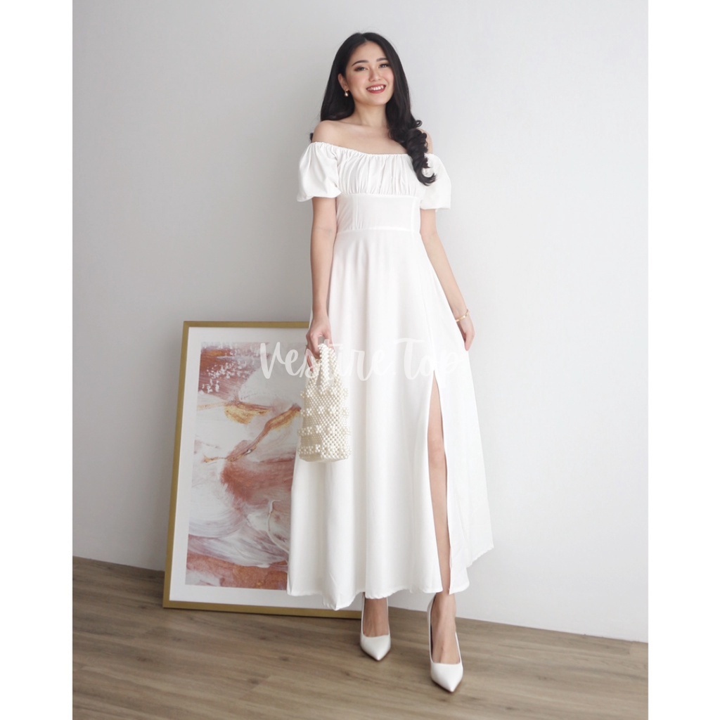 Olive | Baju Sabrina | Dress Sabrina Full Karet | Dress Wanita korea | Dress Pesta | Dress Jumbo | D