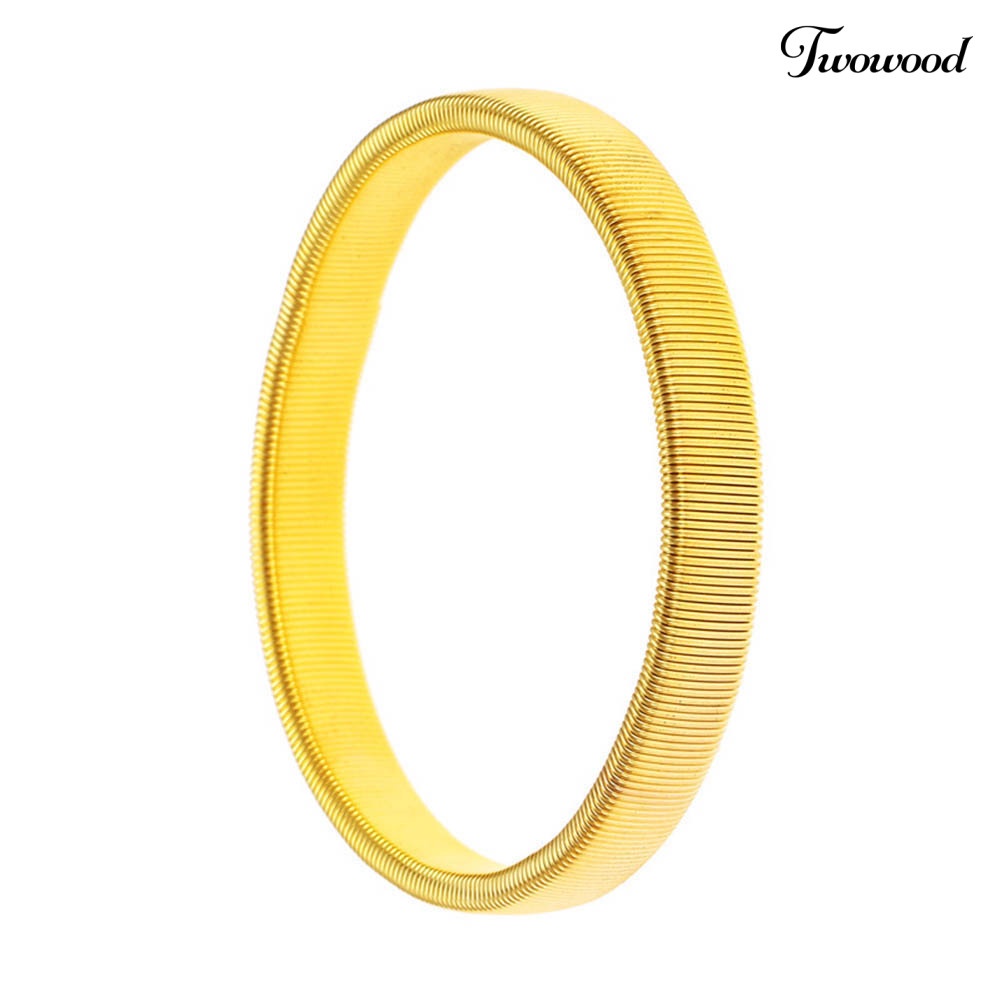 Twowood Sederhana Pria Musim Semi Manset Bartender Bangle Elastis Gelang Cincin Logam Gelang