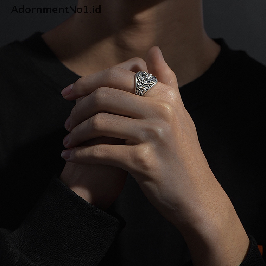 [AdornmentNo1] Retro Adjustable Punk Gothic Rings Fashion Serigala Kepala Cincin Pria Trendi Kepribadian Terbuka Cincin Untuk Wanita Pria Hip Hop Perhiasan [ID]