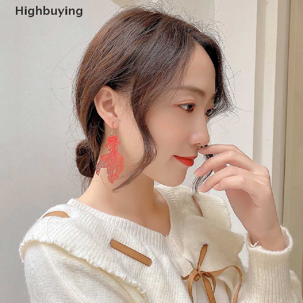 Hbid Fashion Anting Koi Liontin Hollow Ikan Mas Drop Earring Untuk Wanita Hadiah Perhiasan Glory