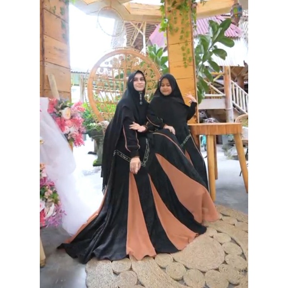BISA COD || ALISHA MUSLIM FASHION COUPLE IBU ANAK PEREMPUAN GAMIS SYAR'I SET KHIMAR CERUTY ARMANY MI