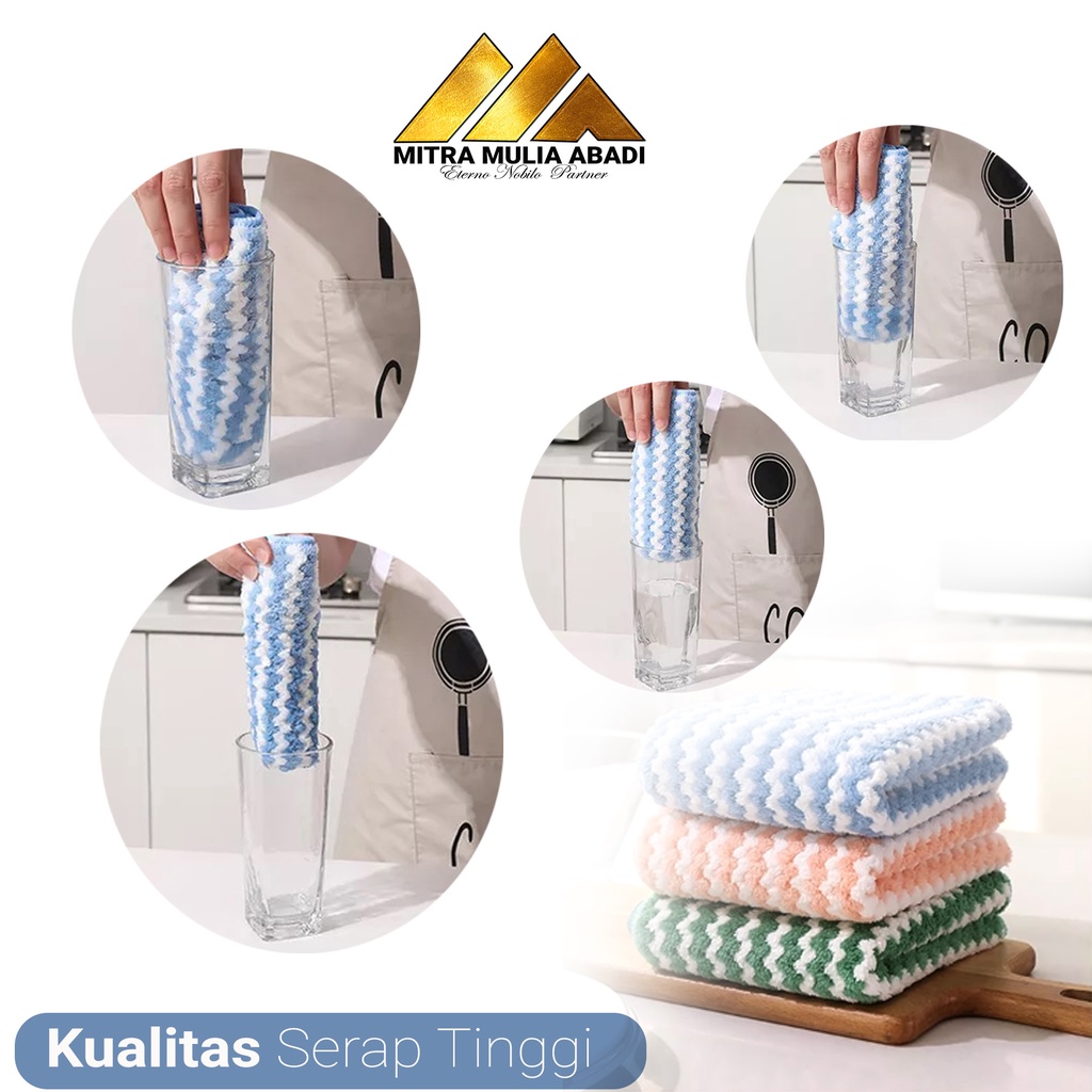 Kain Lap Microfiber Serbet Pembersih Piring Gelas Meja Dapur Bahan Coral Fleece Anti Minyak