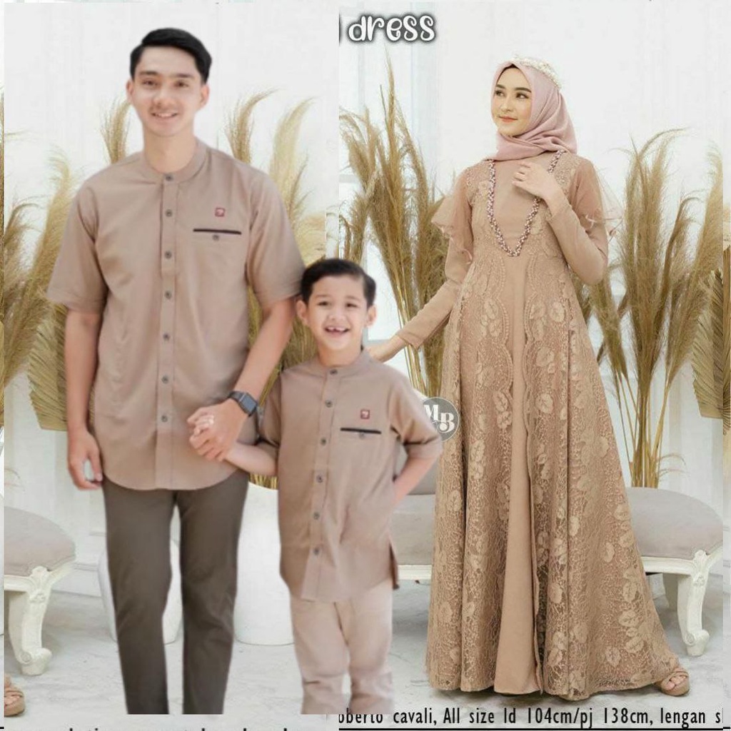 Couple Busana Keluarga Muslimah Koko Ayah Anak dan Dress Mewah Harmony