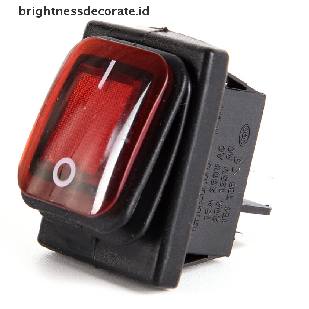 [Birth] Saklar Toggle Rocker LED 4pin 12V Anti Air Momentary Car Boat Marine On-off [ID]