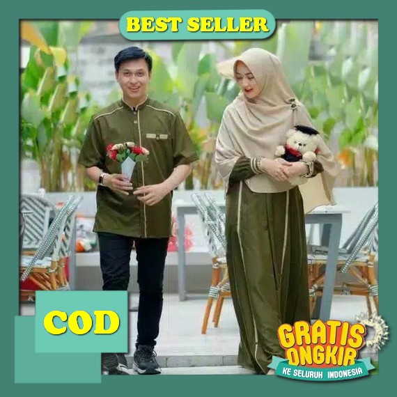 Gamis Couple Pasangan Suami Istri Terbaru 2022 Baju Seragam Keluarga Sarimbit Samara Kekinian Maple 