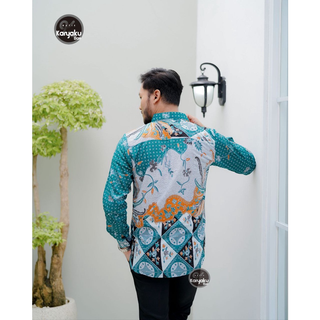 NEW BATIK PRIA SLIM FIT PREMIUM KEMEJA KERJA MODERN BAJU KANTOR LENGAN PANAJANG FULLKATUN SIZE M L XL