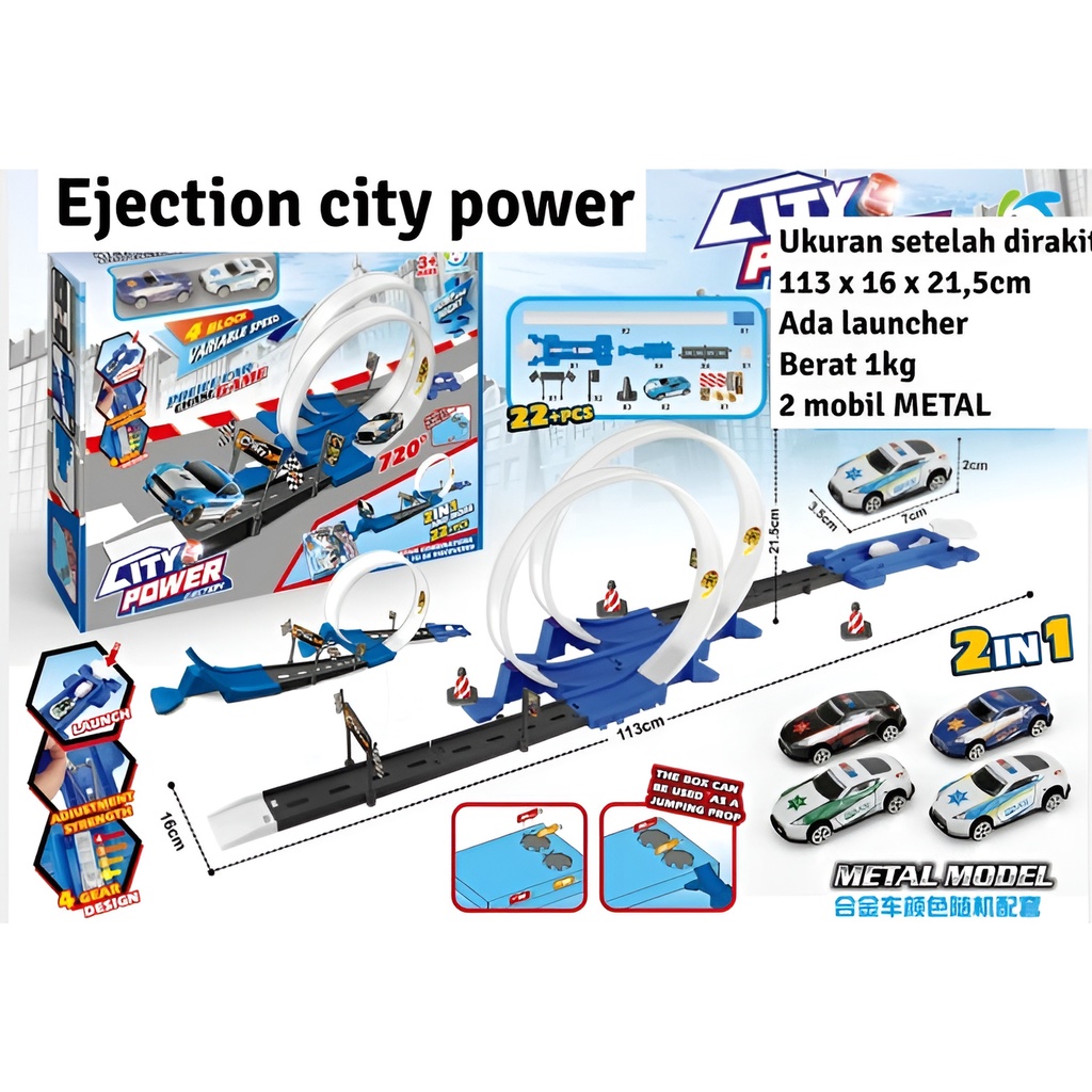 Ejection City 22Pcs | Mainan Anak Laki Laki Jalur Mobil Mobilan | Hadiah Ulang Tahun Anak Cowok