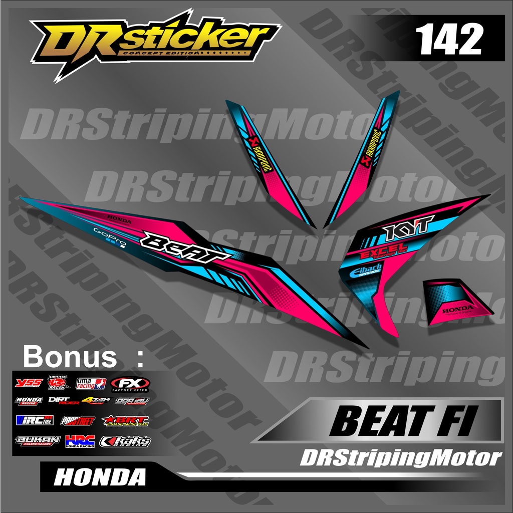 343 Sticker Striping Beat Fi / Striping Striping Motor Beat Fi Abstrak Racing