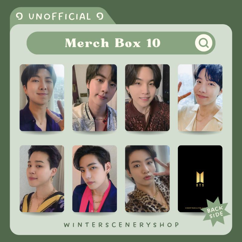 ×UNOFFICIAL× Photocard BTS - Merch Box 10 | 1 set dapat 7 photocard