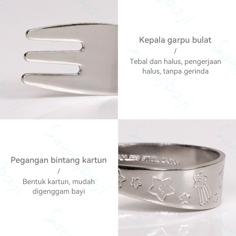 SweetyBayi Sendok garpu alat makan anak bayi Japanese training spoon and fork stainless