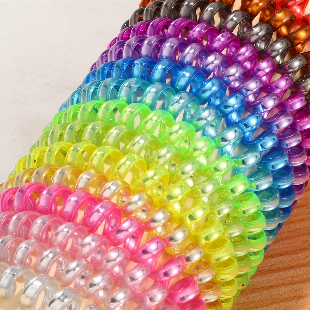 15pcs/set Korea Fashion Aksesoris Rambut Gaya Sederhana Emas Pink Pasir Terang Kabel Telepon Rambut Cincin Besar Plastik Ikat Kepala Perhiasan Gadis Seksi