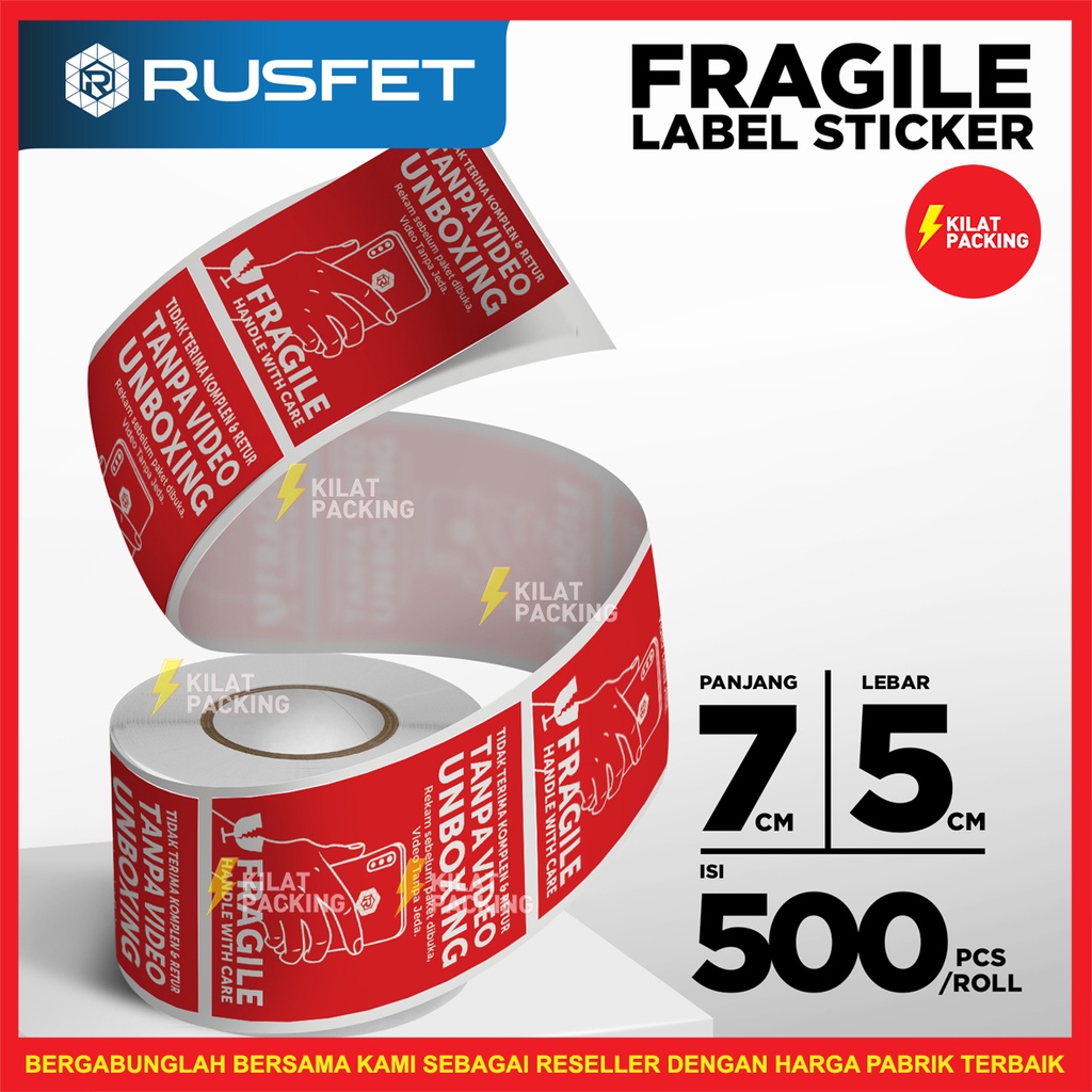 

RB Sticker Sticker Unboxing with Fragile Rusfet Label Wajib Video Buka Paket Stiker Fragile Murah