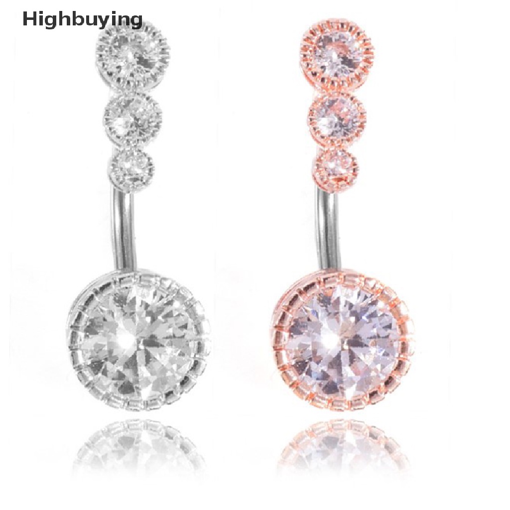 Hbid 1pc Cincin Pusar Perut Kristal Bar Barbel Drop Menjuntai Navel Rings Glory