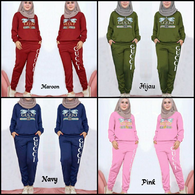 setelan baju olahraga wanita modern/set training remaja muslim/kaos senam bumil/jogging/gym/run