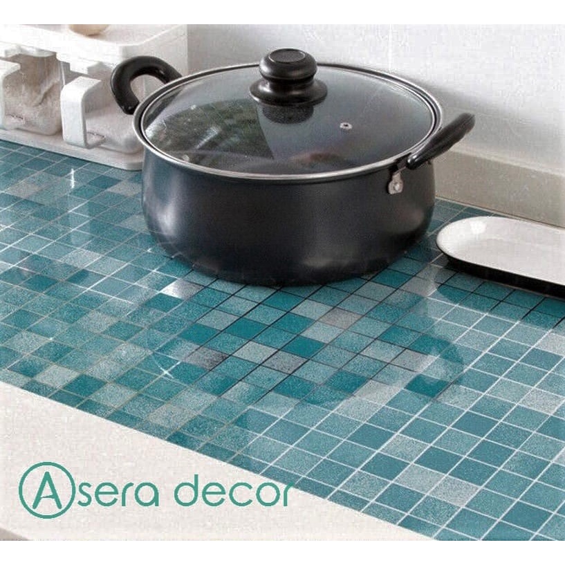 WALLPAPER STICKER DAPUR KAMAR MANDI MOTIF MOZAIC ANTI AIR API MINYAK 60CMx3M