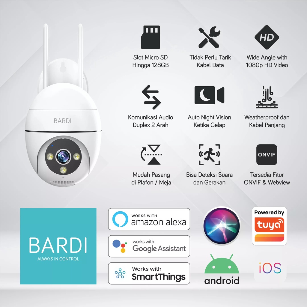 BARDI Smart IP Camera Outdoor PTZ Lite Version 1296p 3Mp Kamera IP65 355&quot;