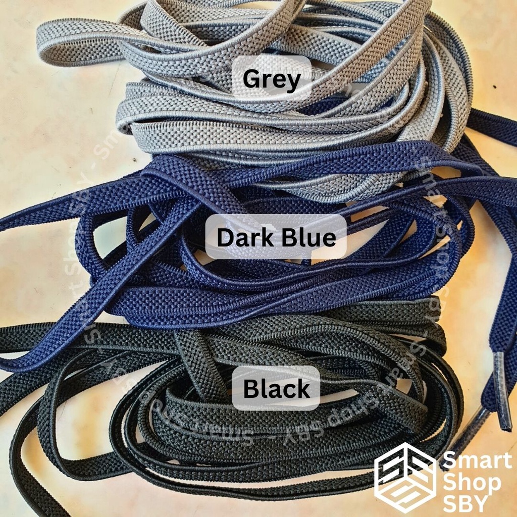(A) Tali Sepatu Elastis Lebar 6mm BUCKLE LOCK WARNA SAMA DGN TALINYA Buckle Lock Keren Elastic Shoelace With Stylish Buckle Lock