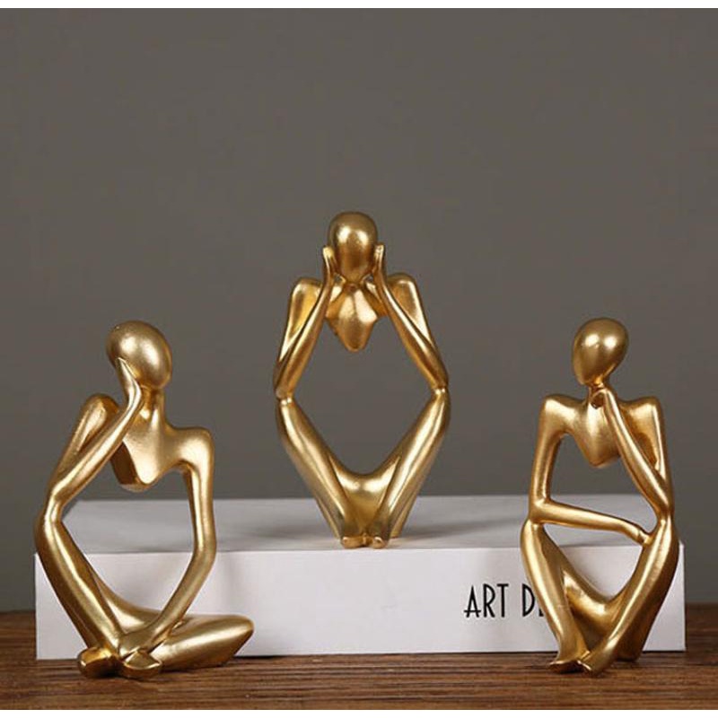 Statue Nordic Seni Abstrak Thinker Patung Modern Gaya Eropa Resin Buatan Tangan Kerajinan Kantor Dekorasi Rumah Desktop Ornamen Patung