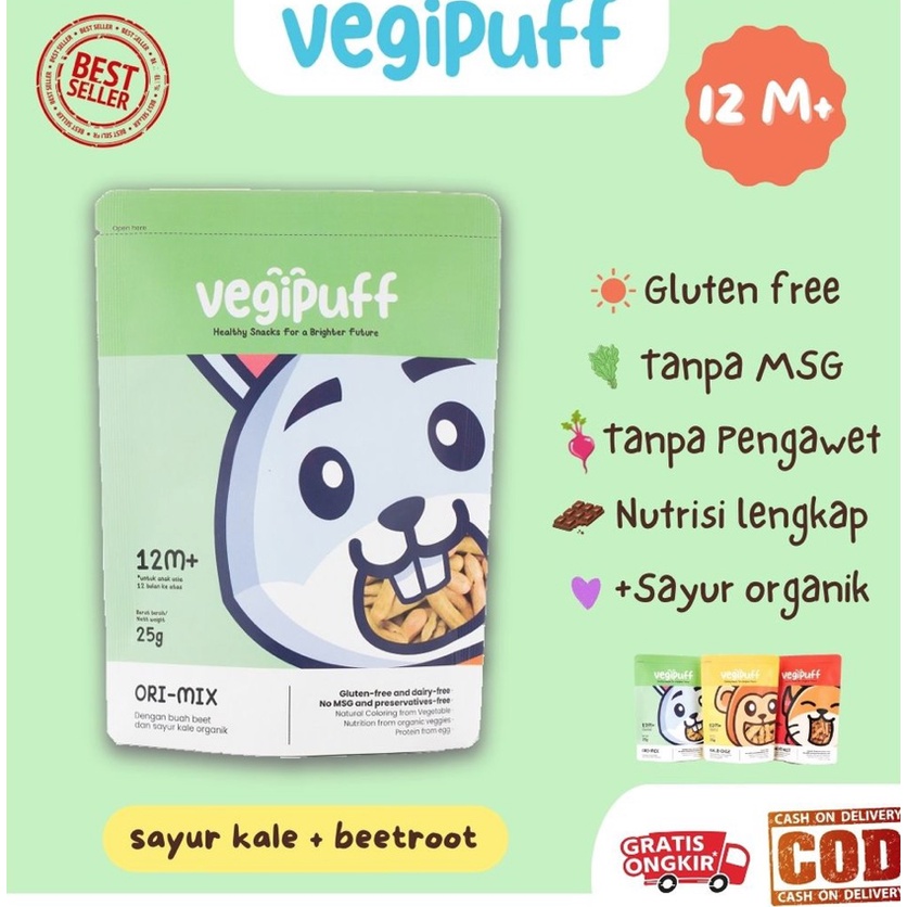

Vegipuff Original Cemilan Snack Sehat Organik Anak Veggie Puff Dengan Kale Dan Beetroot 25 G